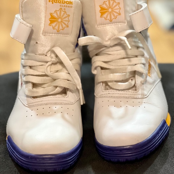 RARE Reebok Classic Ex-O-Fit High Yellow/Purple/White Mens Size 8 (unisex) - Picture 2 of 11